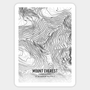 Mount Everest Topographic Map White and Black Sticker